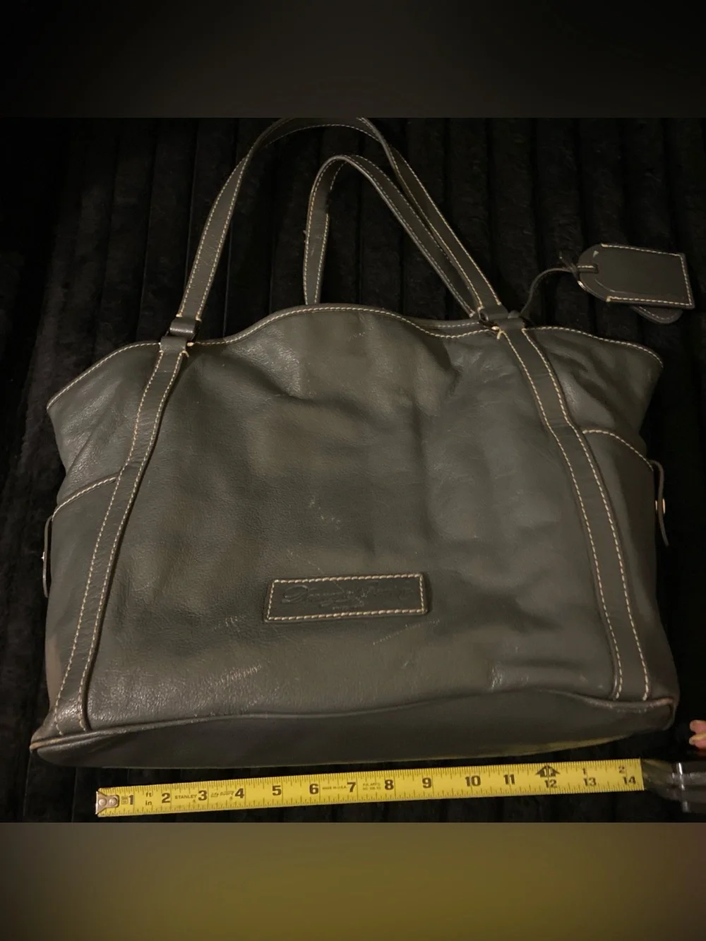 Dooney & Bourke Black Leather Tote with Pink Interior